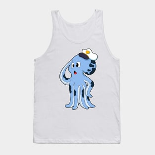 Octopus as Captain with Cap Tank Top
